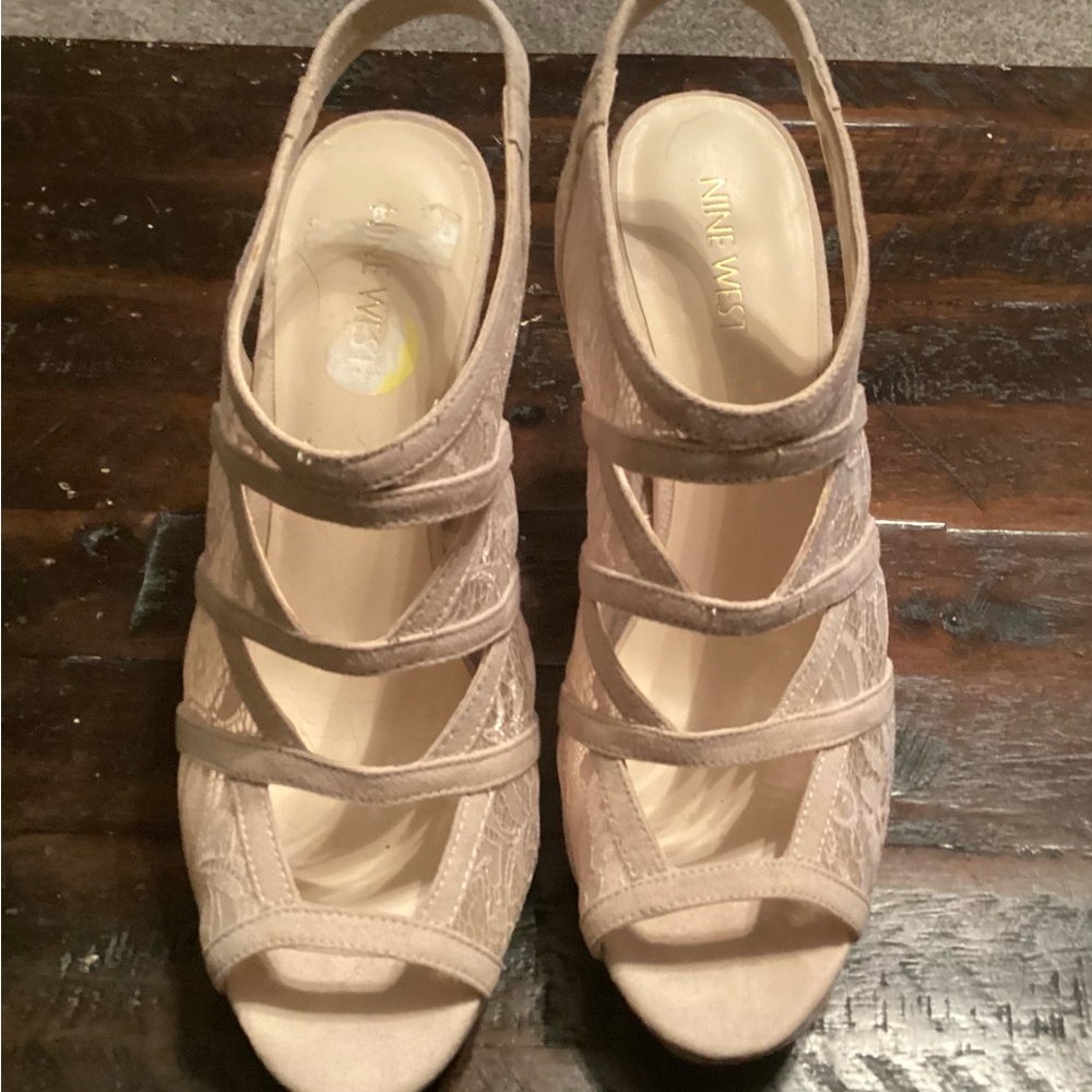 Nine West Beige Strappy Heels